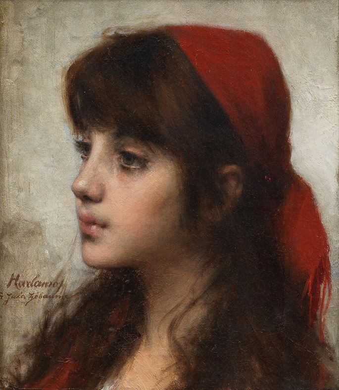 Alexei Alexeiewitsch Harlamoff - Young beauty in a scarlet shawl | MasterArt